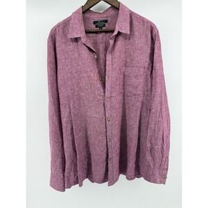 Marc Anthony Mens XL Slim Fit Linen Blend Long Sleeve Button Down Shirt Plum